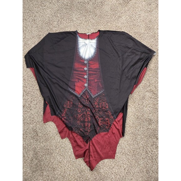 Black And Red Dracula Adult Cape Vampire Costume Halloween One Size Fits All - Picture 1 of 4